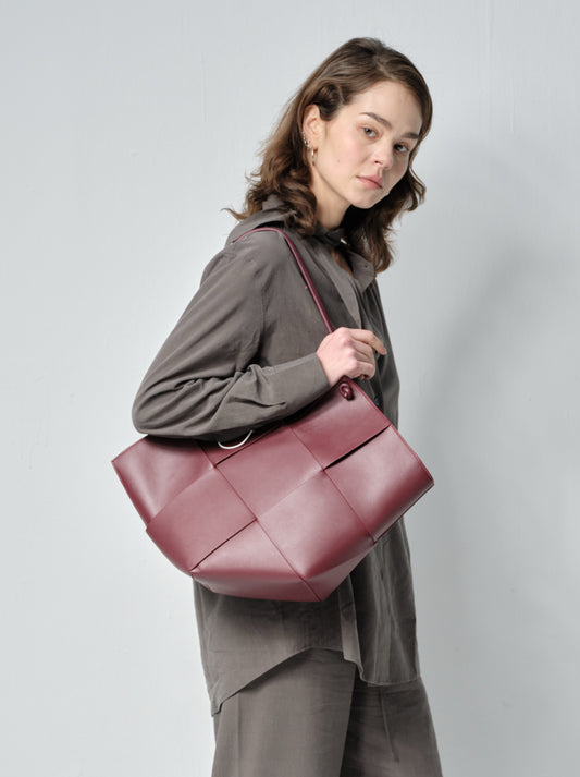 Taylor Contexture Leather Bag, Plum (Burgundy)