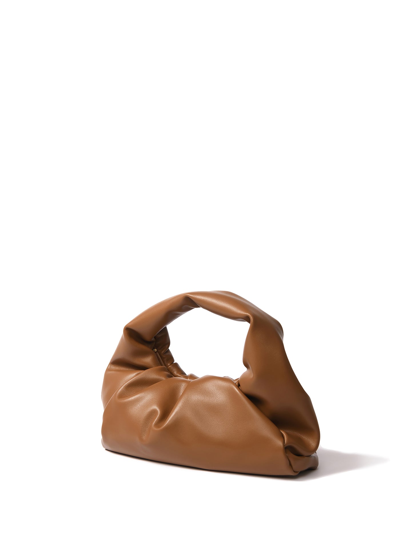 Marshmallow Croissant Bag in Soft Leather, Caramel