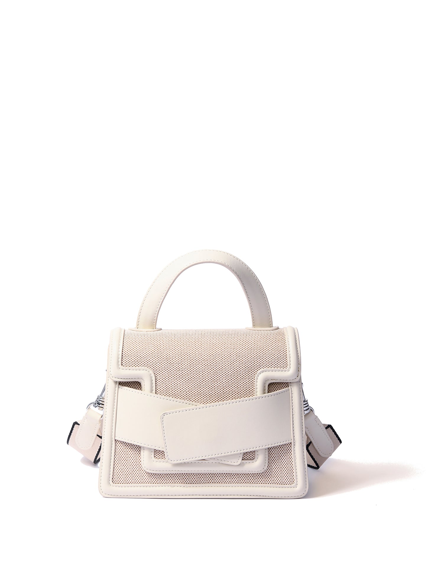 Evelyn Bag in Canvas and Genuine Leather, White