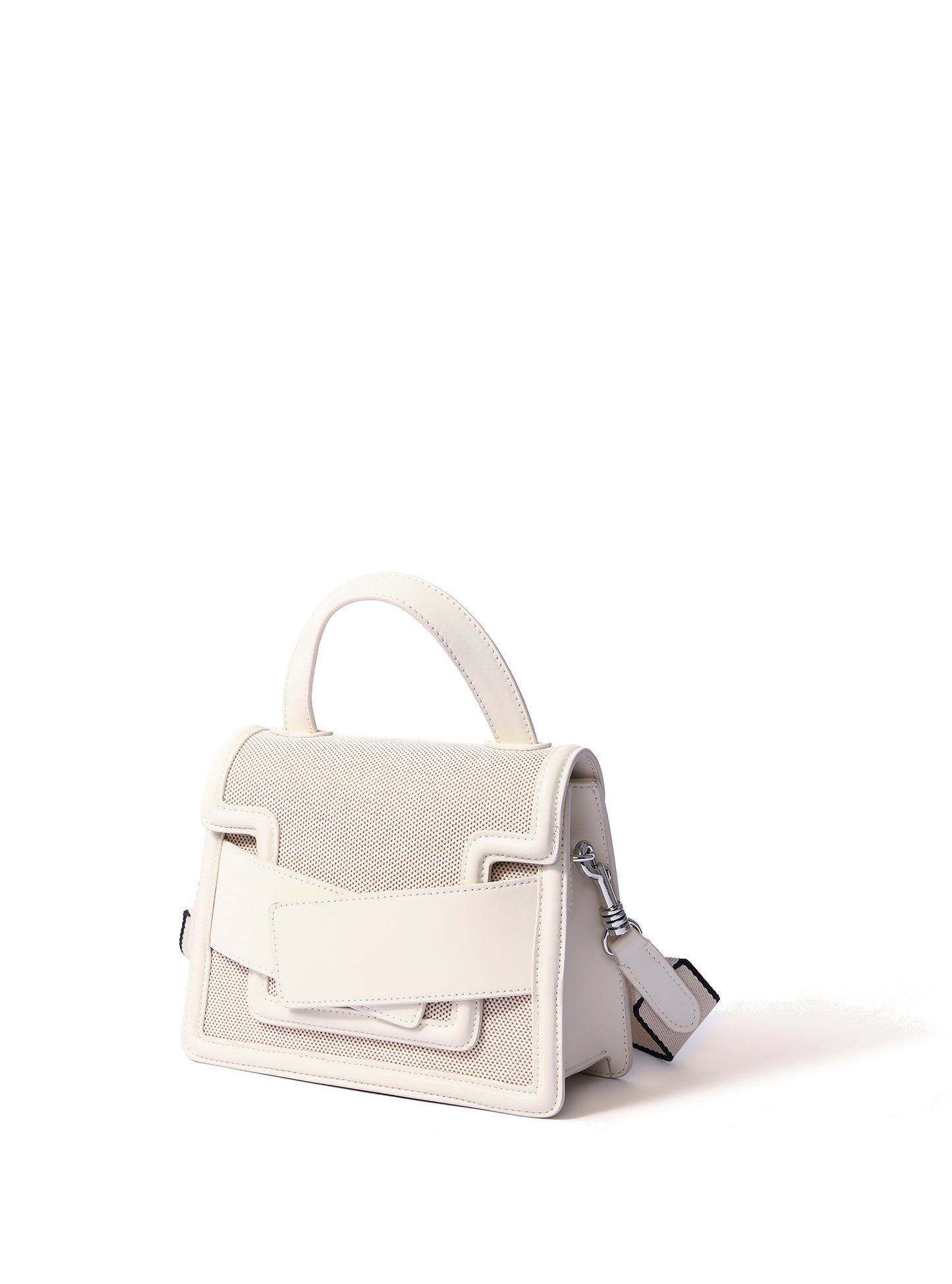 Evelyn Bag in Canvas and Genuine Leather, White