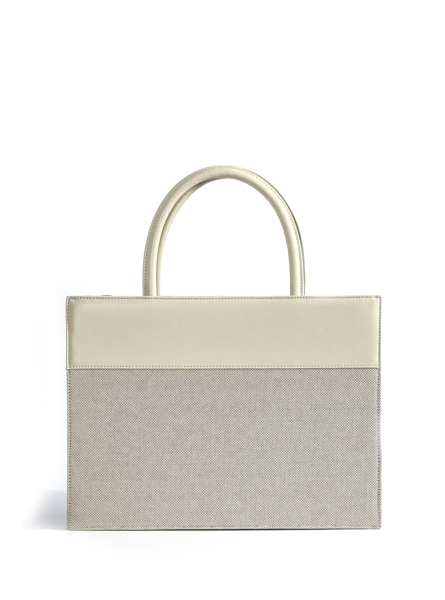 Victoria Tote Leather Canvas Combo Bag, White